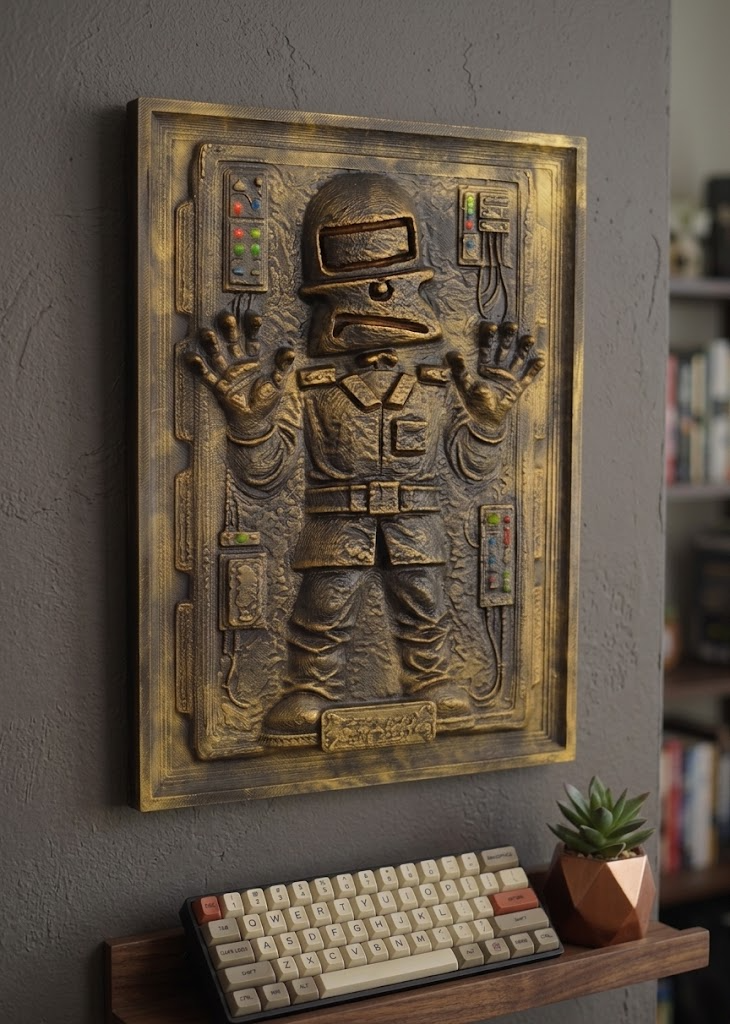 Kapitan Bomba as Han Solo frozen in carbonite